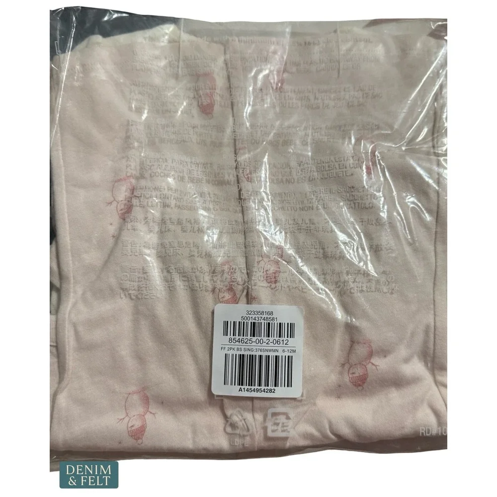 NEW Gap Baby Organic Cotton Snowman Bodysuit Pajama Set‎ Pink Winter Cozy 6-12M